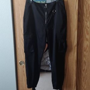 Ladies satin cargo pants